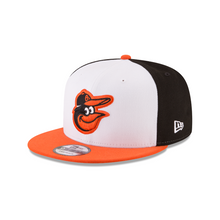 Load image into Gallery viewer, Baltimore Orioles New Era MLB 9FIFTY 950 Snapback Cap Hat White/Black Crown Orange Visor Team Color Bird Logo
