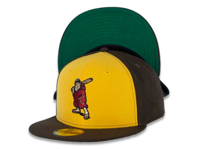 San Diego Padres New Era MLB 59FIFTY 5950 Fitted Cap Hat Yellow /Brown Crown Brown Visor Cardinal/Khaki Batting Friar Logo Green UV