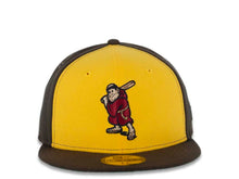 Load image into Gallery viewer, San Diego Padres New Era MLB 59FIFTY 5950 Fitted Cap Hat Yellow /Brown Crown Brown Visor Cardinal/Khaki Batting Friar Logo Green UV
