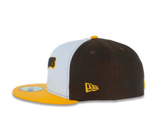 Load image into Gallery viewer, San Diego Padres New Era MLB 59FIFTY 5950 Fitted Cap Hat White/Brown Crown Yellow Visor Brown/Yellow Script Logo Green UV 

