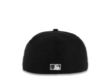 Load image into Gallery viewer, San Diego Padres New Era MLB 59FIFTY 5950 Fitted Cap Hat White/Black Crown Metallic Black Visor Black Swinging Friar Logo 1998 World Series Side Patch
