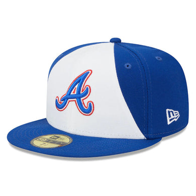 Atlanta BRAVES New Era MLB 59FIFTY 5950 Fitted Cap Hat White/Royal Blue Crown Royal Blue Visor Royal Blue/Red Logo