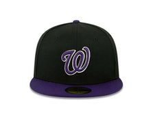 Load image into Gallery viewer, Washington Nationals New Era MLB 59FIFTY 5950 Fitted Cap Hat Black Crown Purple Visor Purple/White Logo 
