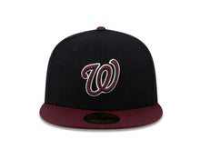 Load image into Gallery viewer, Washington Nationals New Era MLB 59FIFTY 5950 Fitted Cap Hat Black Crown Maroon Visor Maroon/White Logo 
