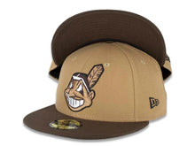 Load image into Gallery viewer, Cleveland Indians New Era MLB 59FIFTY 5950 Fitted Cap Hat Khaki/Beige Crown Brown Visor Beige/Brown/White Chief Wahoo Logo
