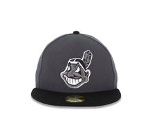 Load image into Gallery viewer, Cleveland Indians New Era MLB 59FIFTY 5950 Fitted Cap Hat Dark Gray Crown Black Visor Dark Gray/White Chief Wahoo Logo
