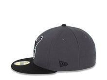 Load image into Gallery viewer, Cleveland Indians New Era MLB 59FIFTY 5950 Fitted Cap Hat Dark Gray Crown Black Visor Dark Gray/White Chief Wahoo Logo
