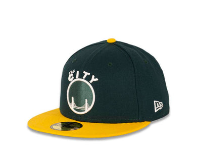 San Francisco Warriors New Era 59FIFTY 5950 Fitted Cap Hat Dark Green Crown Yelllow Visor Green/White 