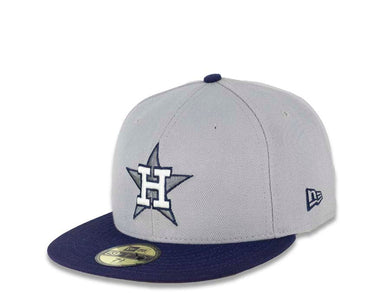 Houston Astros New Era MLB 59FIFTY 5950 Fitted Cap Hat Gray Crown Navy Visor Dark Gray/White/Navy Logo 