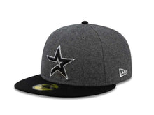 Load image into Gallery viewer, Houston Astros New Era MLB 59FIFTY 5950 Fitted Cap Hat Melton Dark Gray Crown Black Visor Black/White Logo
