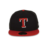 Load image into Gallery viewer, Texas Rangers New Era MLB 59FIFTY 5950 Fitted Cap Hat Black Crown Red Visor Red/White Logo
