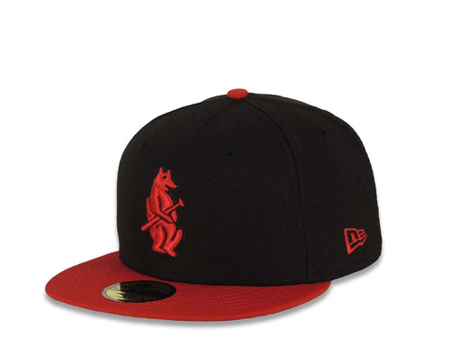Chicago Cubs New Era MLB 59FIFTY 5950 Fitted Cap Hat Black Crown Red Visor Red/Black Cooperstown Logo