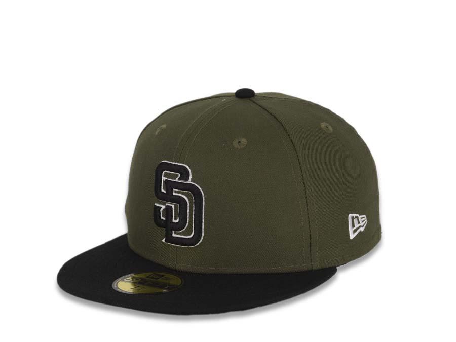 San Diego Padres New Era MLB 59FIFTY 5950 Fitted Cap Hat Green Crown Black Visor Black/White Logo 