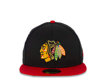 Load image into Gallery viewer, Chicago Blackhawks New Era NHL 59FIFTY 5950 Fitted Cap Hat Black Crown Red Visor Team Color Logo 
