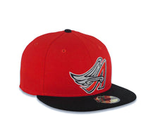 Load image into Gallery viewer, Los Angeles Anaheim Angels New Era MLB 59FIFTY 5950 Fitted Cap Hat Red Crown Black Visor Red/Gray Cooperstown/Retro Wing Logo

