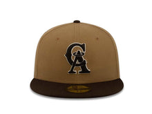 Load image into Gallery viewer, Californa Angels New Era MLB 59FIFTY 5950 Fitted Cap Hat Khaki Crown Brown Visor Brown White Retro Logo
