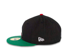 Load image into Gallery viewer, CaliMex New Era 59FIFTY 5950 Fitted Cap Hat Black Crown Green Visor Mexico Flag Inside California State Map Logo
