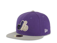 Load image into Gallery viewer, Montreal Expos New Era MLB 59FIFTY 5950 Fitted Cap Hat Purple Crown Gray Visor Black/Purple/Gray Logo
