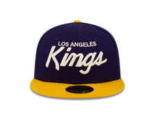 Load image into Gallery viewer, Los Angeles Kings New Era 59FIFTY 5950 Fitted Cap Hat Purple Crown Yellow Visor White Script Logo 
