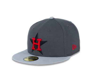 Houston Astros New Era MLB 59FIFTY 5950 Fitted Cap Hat Dark Gray Crown Gray Visor Red/Black Logo 