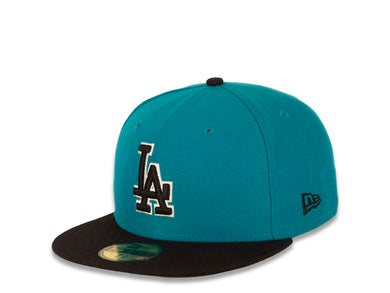 Los Angeles Dodgers New Era MLB 59FIFTY 5950 Fitted Cap Hat Turquoise Crown Black Visor Black/White Logo