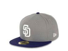 Load image into Gallery viewer, San Diego Padres New Era MLB 59FIFTY 5950 Fitted Cap Hat Storm Gray Crown Purple Visor White Logo 
