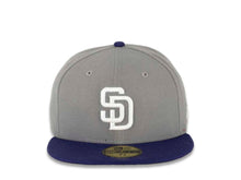 Load image into Gallery viewer, San Diego Padres New Era MLB 59FIFTY 5950 Fitted Cap Hat Storm Gray Crown Purple Visor White Logo 

