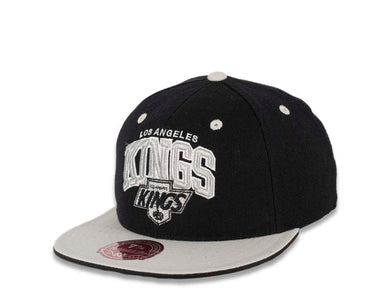 Los Angeles Kings Mitchell & Ness NHL Fitted Cap Hat Black Crown Gray Visor Team Color “Arch” Logo 