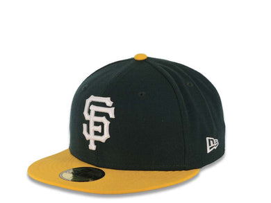 San Francisco Giants New Era 59FIFTY 5950 Fitted Cap Hat Dark Green Crown Yellow Visor White Logo
