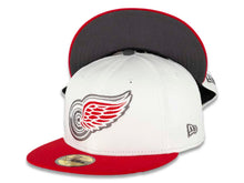 Load image into Gallery viewer, Detroit Red Wings New Era NHL 59FIFTY 5950 Fitted Cap Hat White Crown Red Visor Gray/Red/Black Logo
