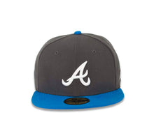 Load image into Gallery viewer, Atlanta Braves New Era MLB 59FIFTY 5950 Fitted Cap Hat Dark Gray Crown Blue Visor White Logo
