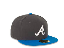 Load image into Gallery viewer, Atlanta Braves New Era MLB 59FIFTY 5950 Fitted Cap Hat Dark Gray Crown Blue Visor White Logo
