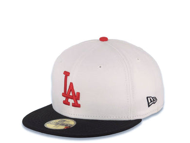 Los Angeles Dodgers New Era MLB 59FIFTY 5950 Fitted Cap Hat White Crown Black Visor Red Logo