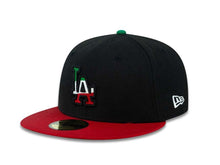 Load image into Gallery viewer, Los Angeles Dodgers New Era MLB 59FIFTY 5950 Fitted Cap Hat Black Crown Red Visor Green/White/Red Logo 
