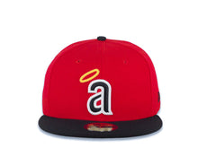 Load image into Gallery viewer, Los Angeles Anaheim Angels New Era MLB 59FIFTY 5950 Fitted Cap Hat Red Crown Black Visor Black/White/Yellow Halo Logo
