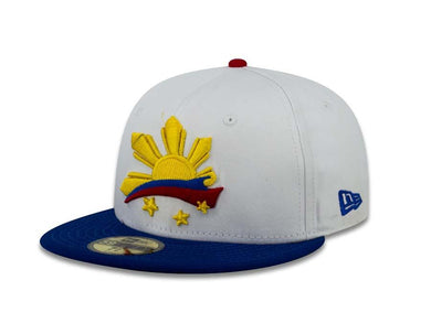 Philippines New Era 59FIFTY 5950 Fitted Cap Hat White Crown Royal Blue Visor Flag Color Logo