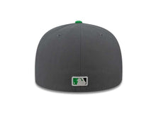 Load image into Gallery viewer, Cleveland Indians New Era MLB 59FIFTY 5950 Fitted Cap Hat Dark Gray Crown Green Visor Chief Wahoo Logo 
