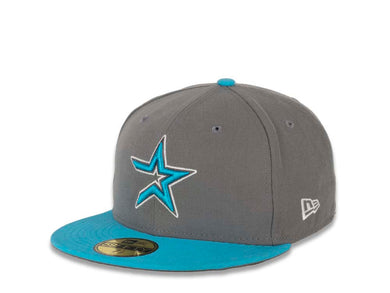 Houston Astros New Era MLB 59FIFTY 5950 Fitted Cap Hat Gray Crown Turquoise Visor Turquoise /White Logo