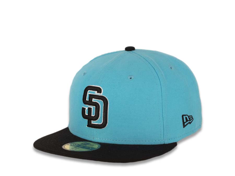 San Diego Padres New Era MLB 59FIFTY 5950 Fitted Cap Hat Blue Crown Black Visor Black/White Logo