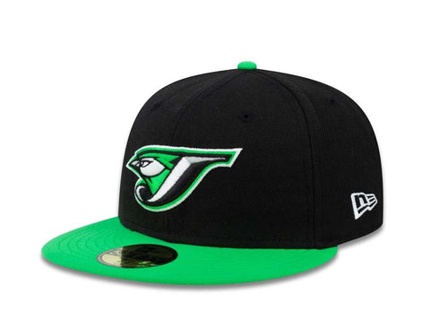 Blue Jays New Era 59FIFTY 5950 Fitted Cap Hat Black Crown Green Visor Retro Logo 