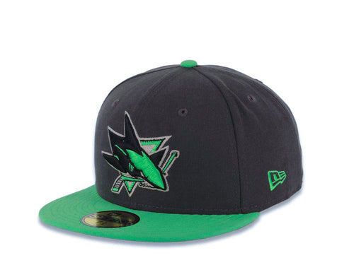 San Jose Sharks New Era NHL 59FIFTY 5950 Fitted Cap Hat Dark Gray Crown Green Visor Green/Black Logo