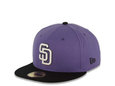 San Diego Padres New Era 59FIFTY 5950 MLB Fitted Cap Hat Purple Crown Black Visor White/Black Logo