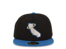 Load image into Gallery viewer, Los Angeles Anaheim Angels New Era MLB 59FIFTY 5950 Fitted Cap Hat Black Crown Cardinal Blue Visor White/Blue/Metallic Gold State Map Halo Log
