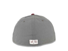 Load image into Gallery viewer, California Republic New Era 59FIFTY 5950 Fitted Cap Hat Dark Gray Crown Maroon Visor Maroon/Black/White Bear Logo

