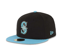 Load image into Gallery viewer, Seattle Mariners New Era MLB 59FIFTY 5950 Fitted Cap Hat Black Crown Blue Visor Blue/White Logo
