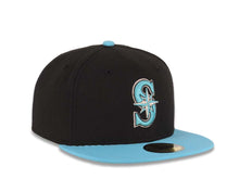 Load image into Gallery viewer, Seattle Mariners New Era MLB 59FIFTY 5950 Fitted Cap Hat Black Crown Blue Visor Blue/White Logo
