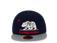 Load image into Gallery viewer, California Republic New Era 59FIFTY 5950 Fitted Cap Hat Navy Crown Storm Gray Visor Gray/White/Red Logo 
