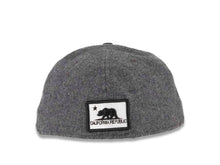 Load image into Gallery viewer, California Republic New Era 59FIFTY 5950 Fitted Cap Hat Melton Dark Gray Crown Black Visor White/Black Bear Logo 
