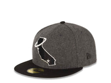 Load image into Gallery viewer, Los Angeles Anaheim Angels New Era MLB 59FIFTY 5950 Fitted Melton Cap Hat Gray Crown Black Visor Black/Whiite California State Logo (Map Halo)
