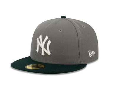 New York Yankees New Era MLB 59FIFTY 5950 Fitted Cap Hat Gray Crown Dark Green Visor White Logo